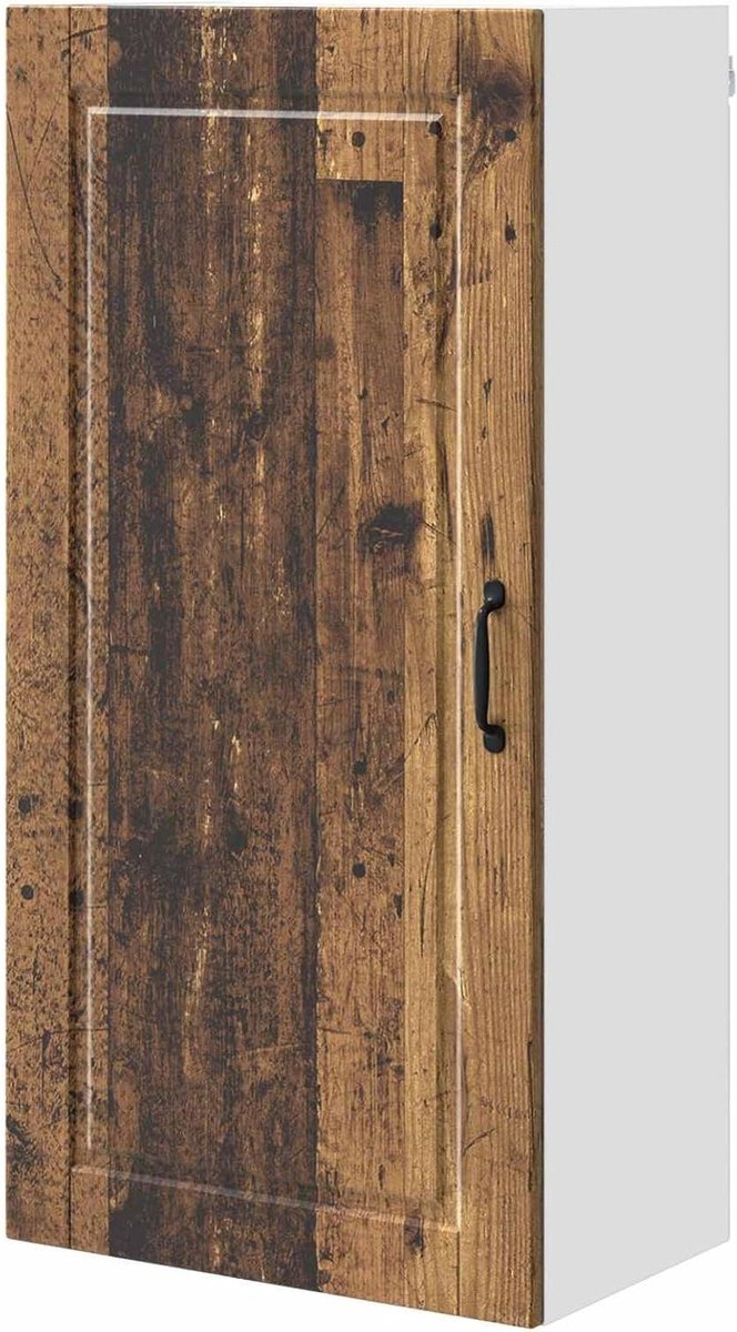 Keukenkast met rek - Wandkast keuken - Keuken opbergen - Stijlvolle oude houtlook - 50 x 31 x 100 cm
