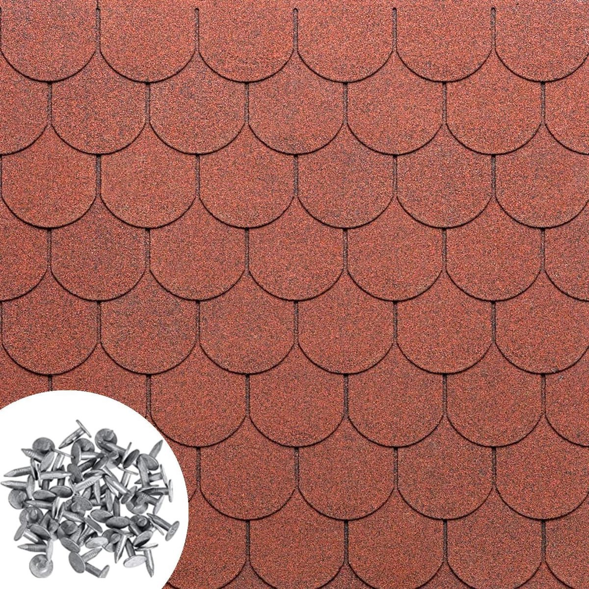 Dakshingles Bitumen - Dakpannen Shingles - Dakbedekking - Waterdicht Duurzaam - 232 m² - Eco Rond Rood