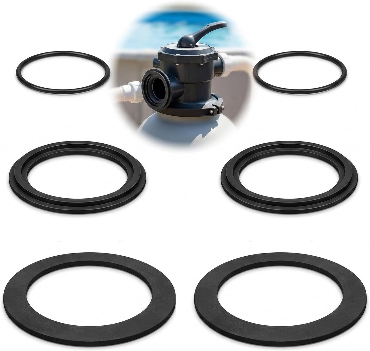 Set van 6 Siliconen Dichtingsringen voor Zwembadpomp en Zandfilter, Voorkomt Lekkages, Geschikt voor 38 mm Slangen en Diverse Modellen