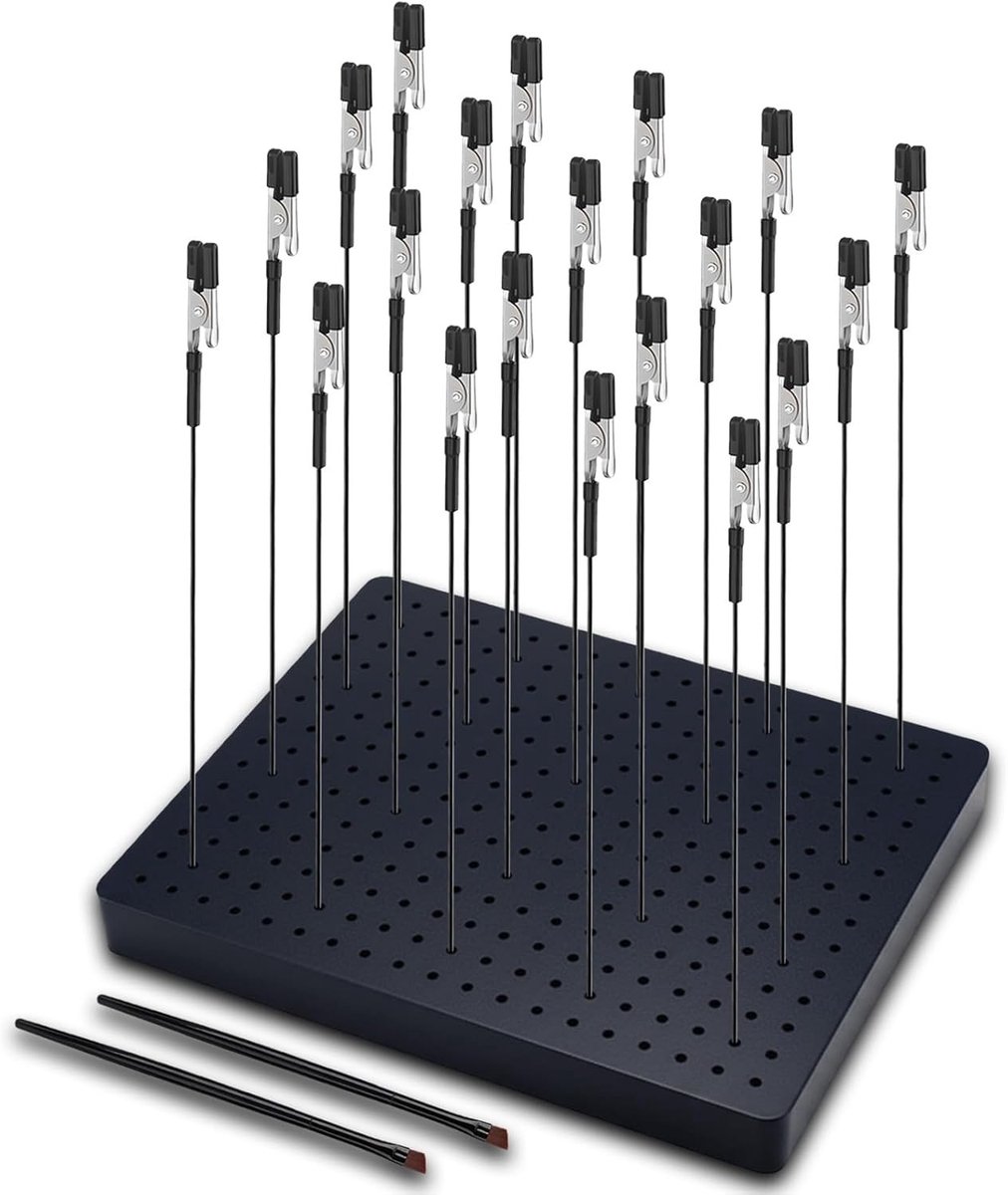 Thijox - Modelbouwaccessoires Set met 20 Krokodillenklemmen, 2 Borstels en 1 Robuuste Basis - Ideaal voor Airbrush, Verfstandaard en Helpende Hand in
