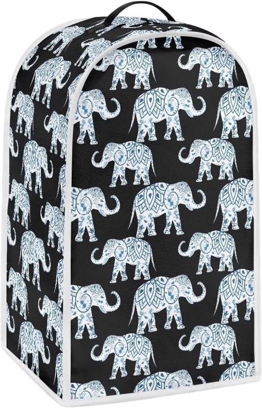 Mandala Olifant Patroon Blender Cover van Polyester, Stofdicht en Vlekbestendig voor Keuken, Geschikt voor Vrouwen, Zwart van mandala — afbeelding 2