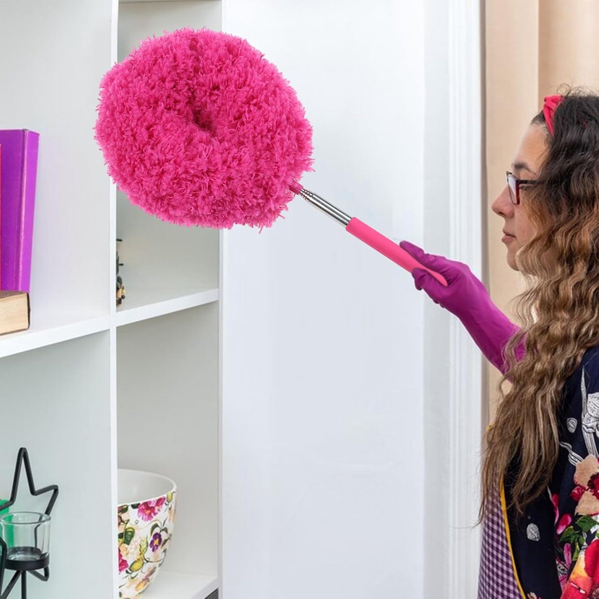 Stofwisser - Plumeau Verenwisser - Huishoudelijk Schoonmaken - Intrekbaar Ontwerp - 33-80 cm - Rood