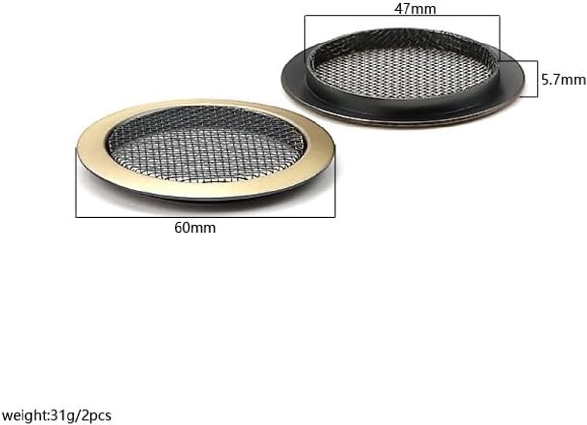 SnelShoppen - 2 Stuks Geluidsopeningen Voor Dobro Resonator Gitaar & Cigar Box Gitaren - Hoogwaardige Metalen Inserts - 60 mm Buiten Diameter - Verste