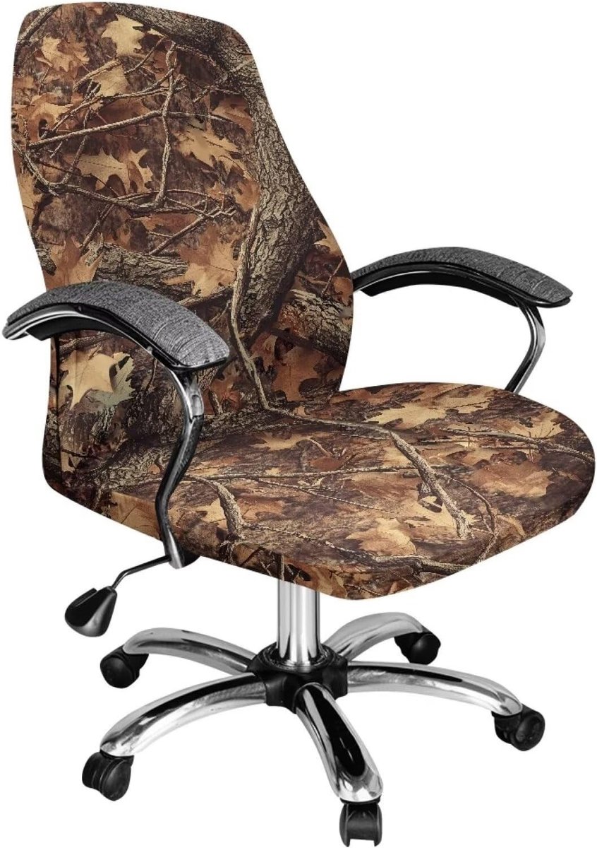 Realisme Camouflage Print Stoelhoes voor Kantoorstoel - Stretch, Verwijderbaar en Beschermend - Geschikt voor Hoge Rug, Anti-Stof en Ideaal voor Thuis en Kantoor