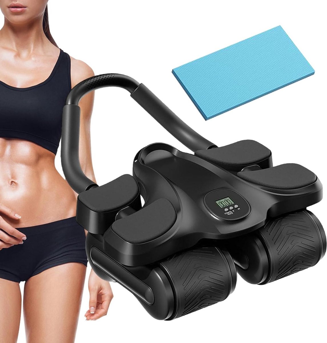 Buikwiel - Buikroller Fitnesswiel - Core Trainen - Vierwiel Ontwerp - 37 x 29 x 175 cm - Zwart
