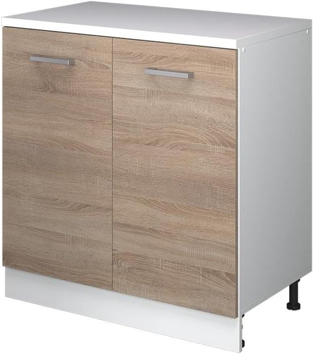Keukenkast schuine wand - Muurkast keuken - Ruimte optimaliseren - Met 2 deuren - 80 cm breed - Sonoma/White