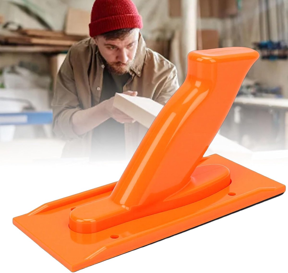 Duwstok Houtbewerking - Duwblok Veiligheidshandgreep - Veilig Zagen - Antislip Ontwerp - 24 x 17 x 7 cm - Oranje