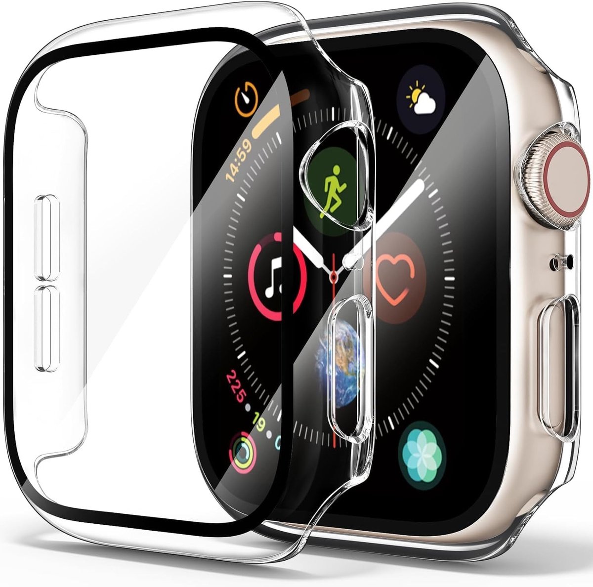 2-Pack Hard Case met Glas Screen Protector voor Apple Watch Series SE 2, 6, 5, 4 - Beschermende Transparante Hoes voor 40mm Model
