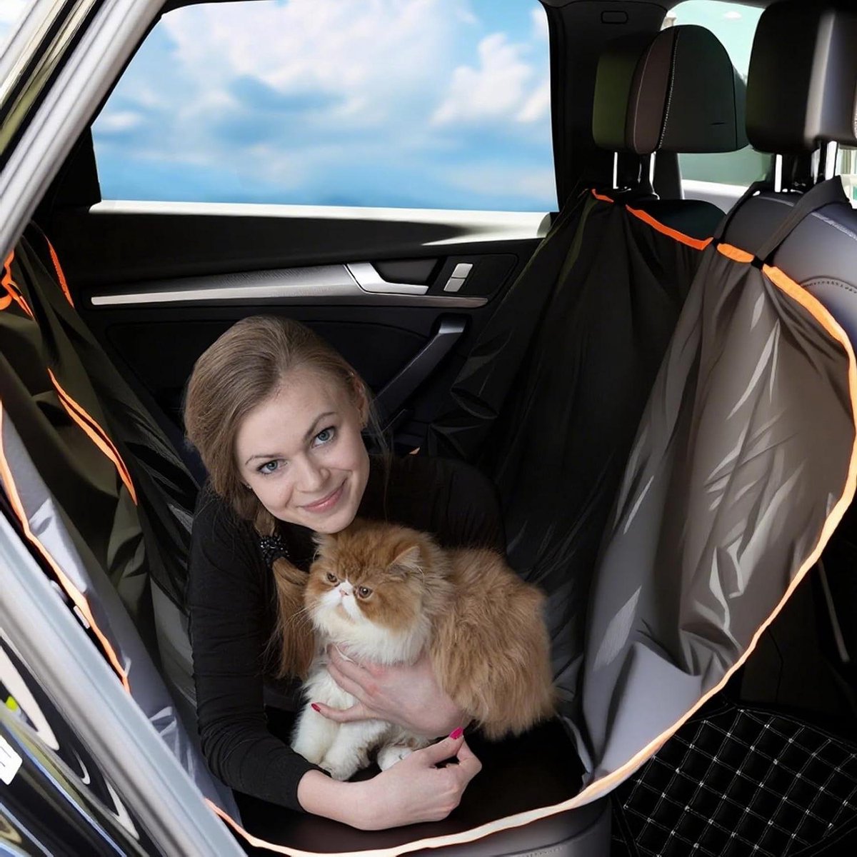 Autostoelhoes Hond - Hondenmand Auto - Reizen met Huisdier - Waterdicht & Wasbaar - Universele Pasvorm - Zwart