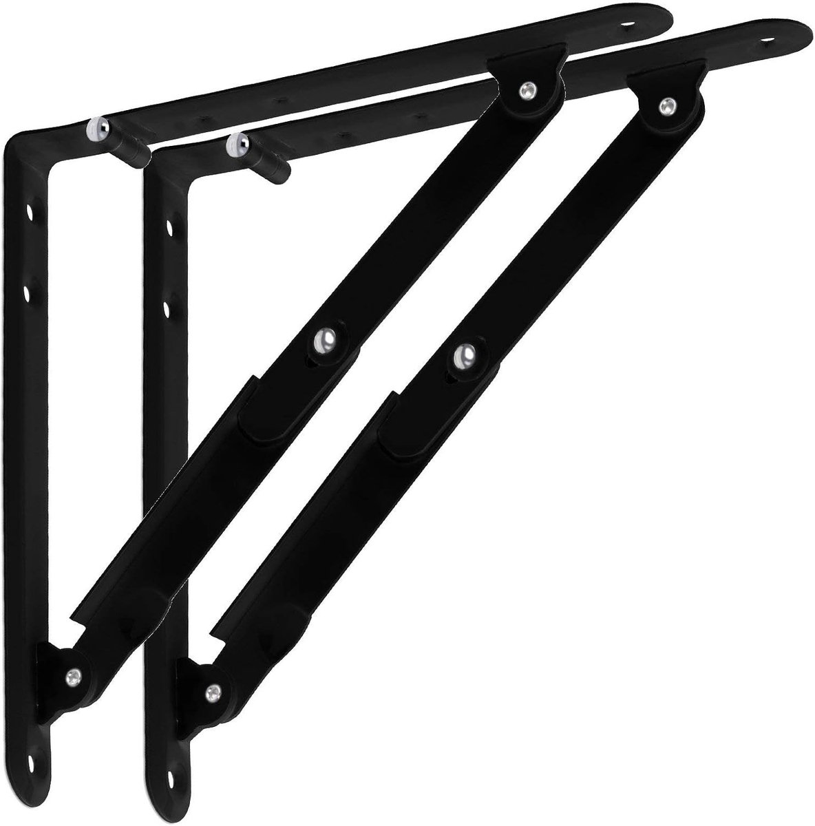 Klapconsole voor zware belasting - Zwart - 205 x 200 mm - Stalen Inklapbare Plankdragers - Ruimtebesparend en Stevig