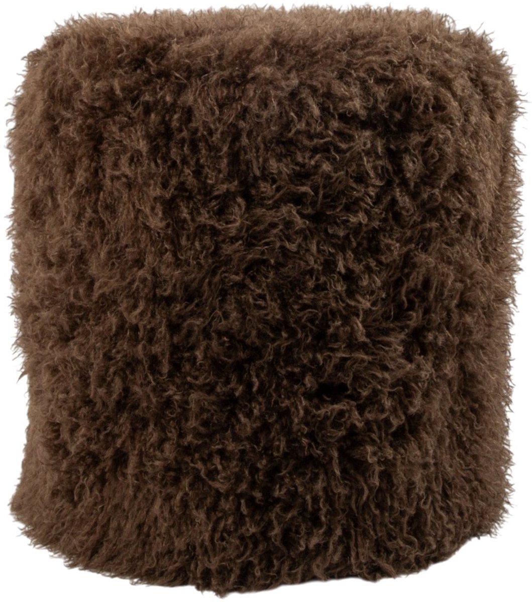 poef tibetan lamb brown rond dia 40cm