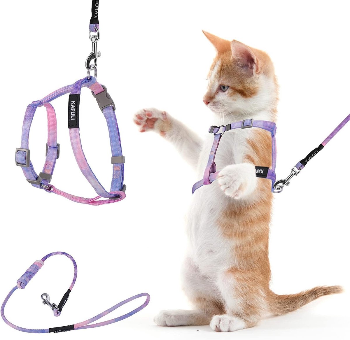 Kattenharnas - Oranje - Verstelbaar - Nylon en Metaal - Ontsnappingsbestendig voor Buitenwandelen