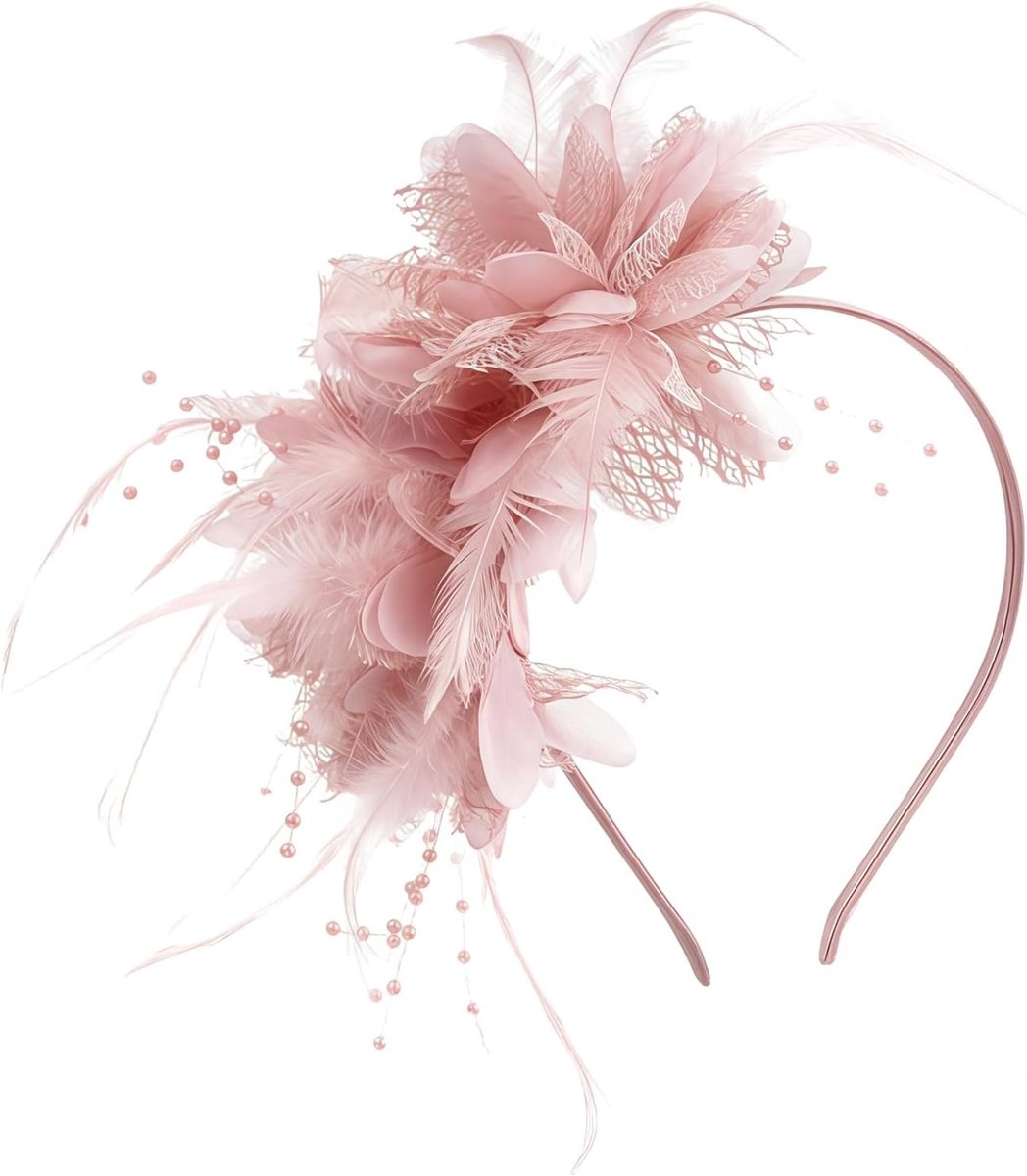 Fascinator Haarband Dames - Bloemen Haarsieraad - Feestelijke Gelegenheden - Met Parelaccenten - 10 x 10 x 1 cm