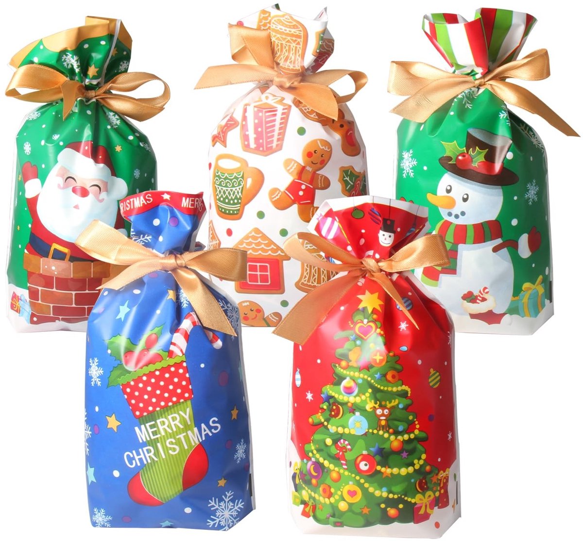 Omgoods - 50 Stuks Kerstcadeautassen met Kleurkoord