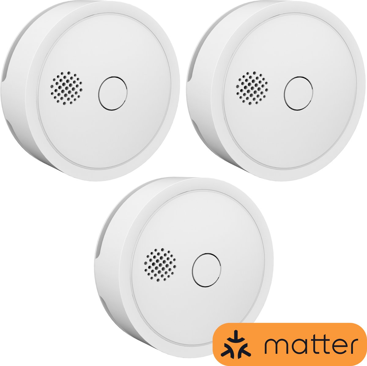 Aroha Home Rookmelder - Smart brandmelder met Matter over Thread - Compitabel met Google, Apple, Alexa, Home Assistent - Multipack 3 set