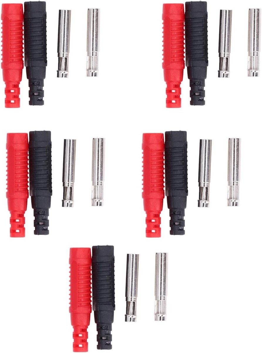 Vrouwelijke Banana Plug Stekker - 5 Sets Messing Geïsoleerde Banana Plug en Buchse voor 30VAC-60Vdc Toepassingen