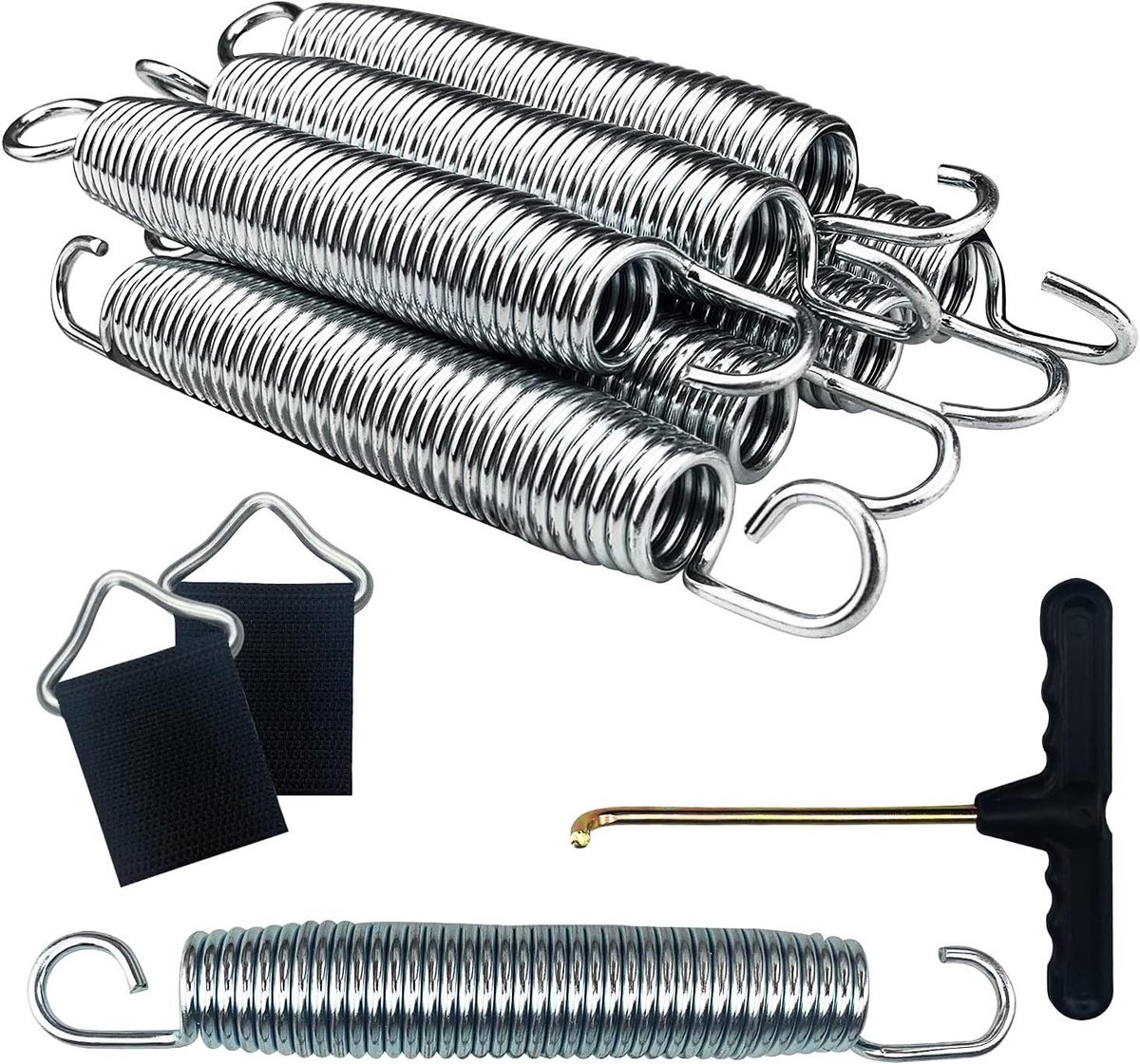 Trampolineveren Set - Vervangende Onderdelen - Trampoline Reparatie - Versterkt Mangaanstaal - 8 Stuks 178 mm - Zilver