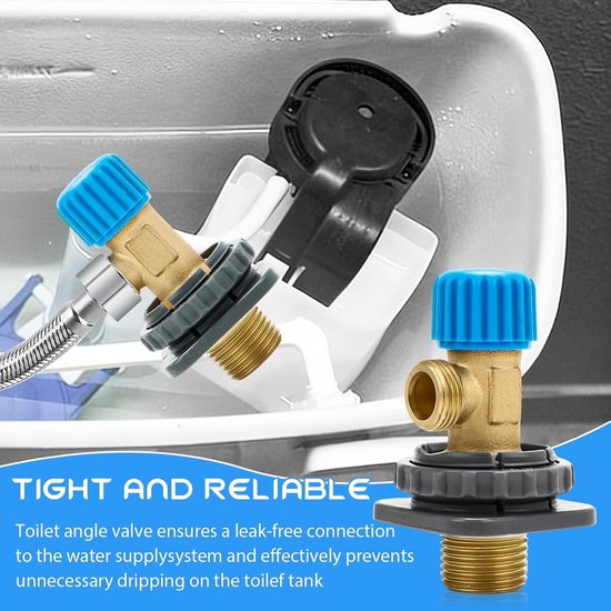 Hoekventiel 3/8 inch voor inbouwspoelbak en toiletaansluitingen, messing vulventiel voor Geberit en andere merken, geschikt voor modellen 21245 8 en 240269001 — afbeelding 2