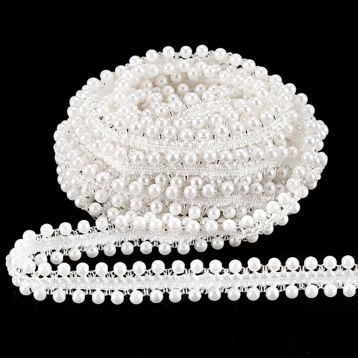4 Yards Witte Parels Kantlint, 5/8" Dubbelzijdige Parels Franje, Versiering voor Kostuums, Gordijnen en DIY Projecten