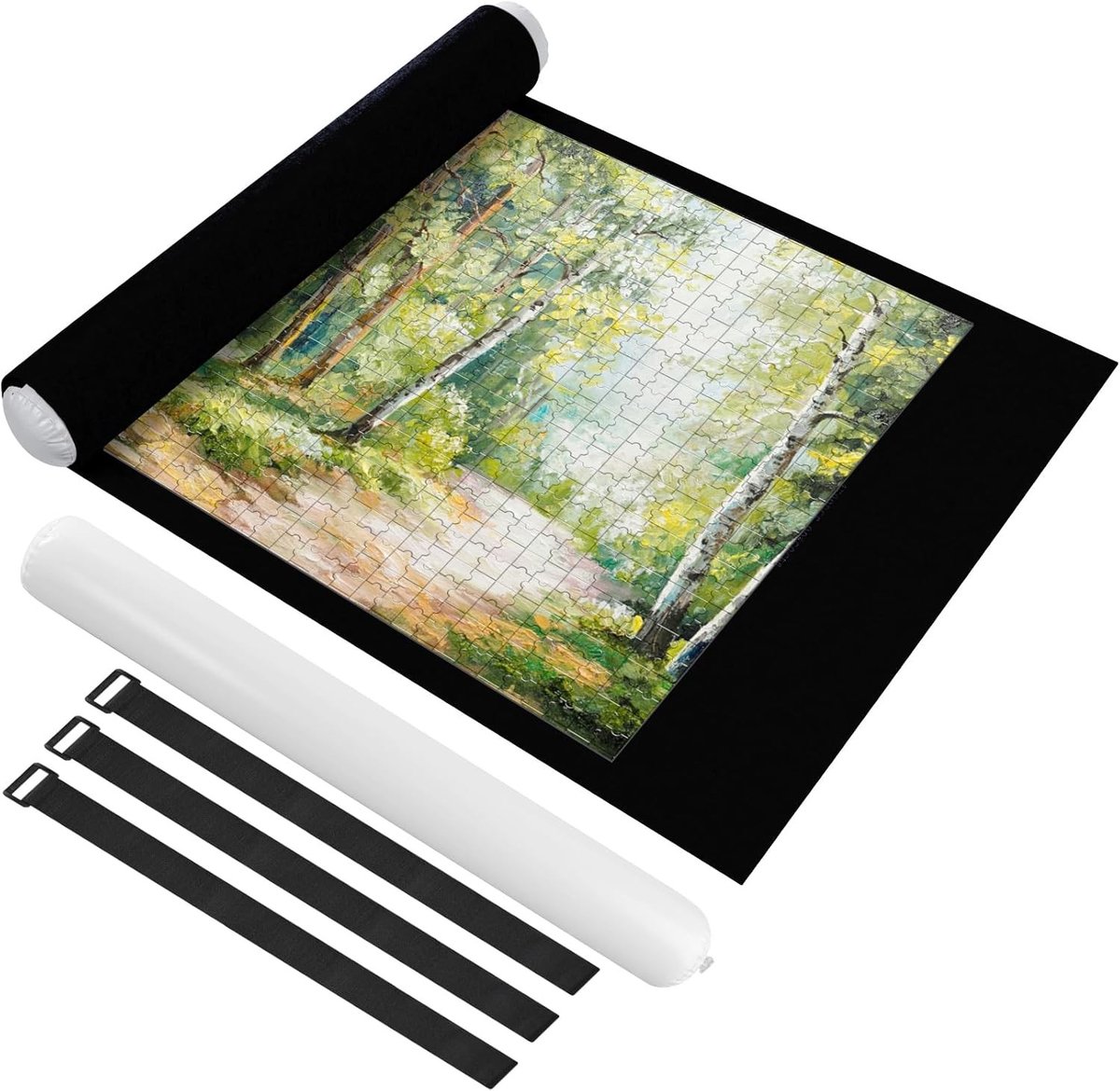 Puzzle Roll-Up Opbergmat met Gidsen voor Tot 1500 Stukken, Vouwbare en Antislip Opbergmat voor Puzzels voor Kinderen en Volwassenen met Inflatable Pomp
