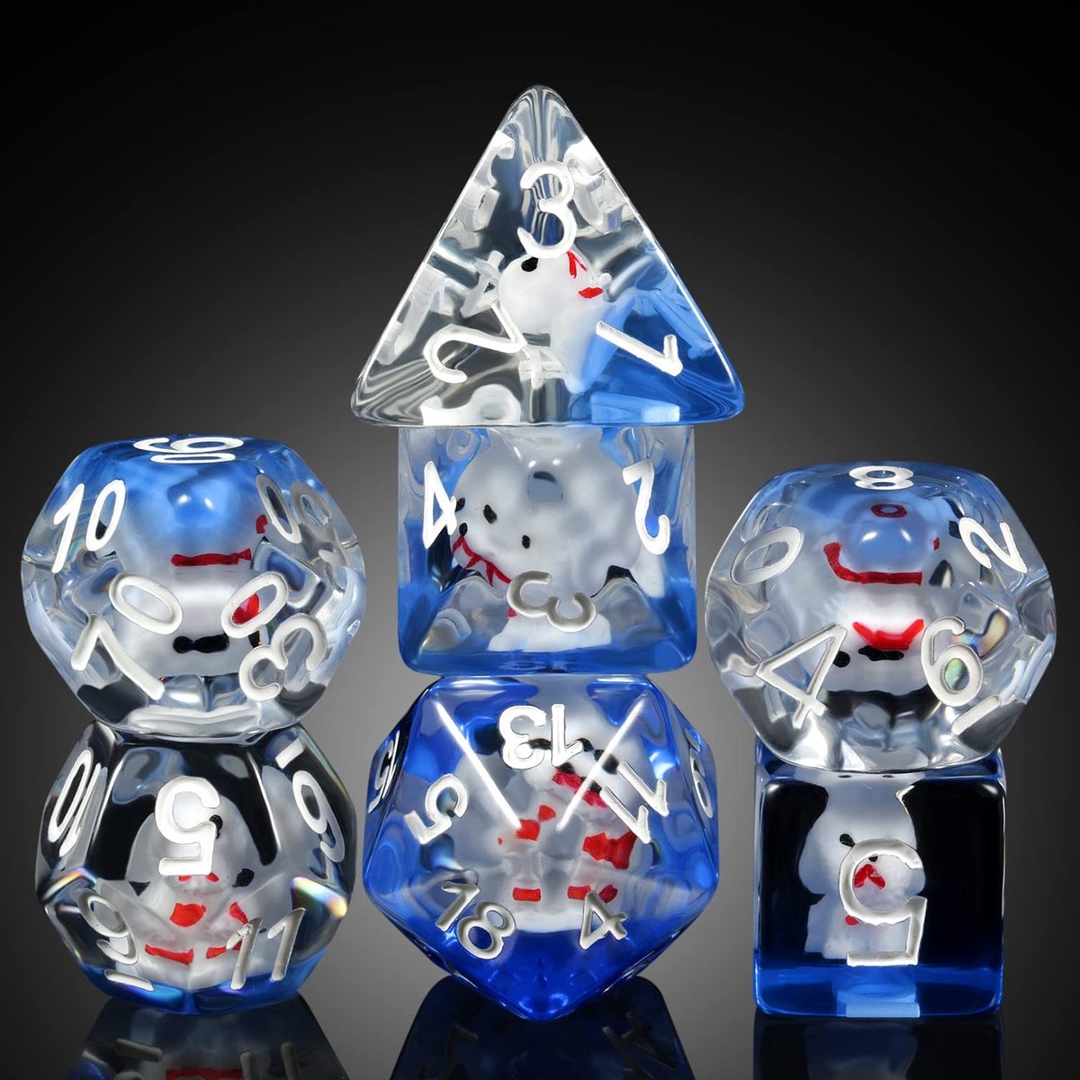 Omgoods - Set van 7 D&D Dobbelstenen met Honden Thema en Fluwelen Zak