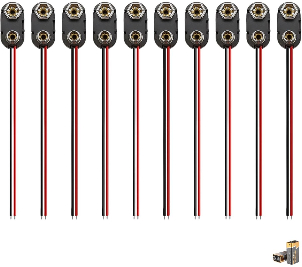 Omgoods - 10 Stuks 9V Batterij Houder met Aansluitkabel