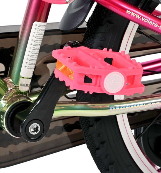 Volare Chrome Kinderfiets - Meisjes - 16 inch - Roze Groen - Twee Handremmen — afbeelding 4