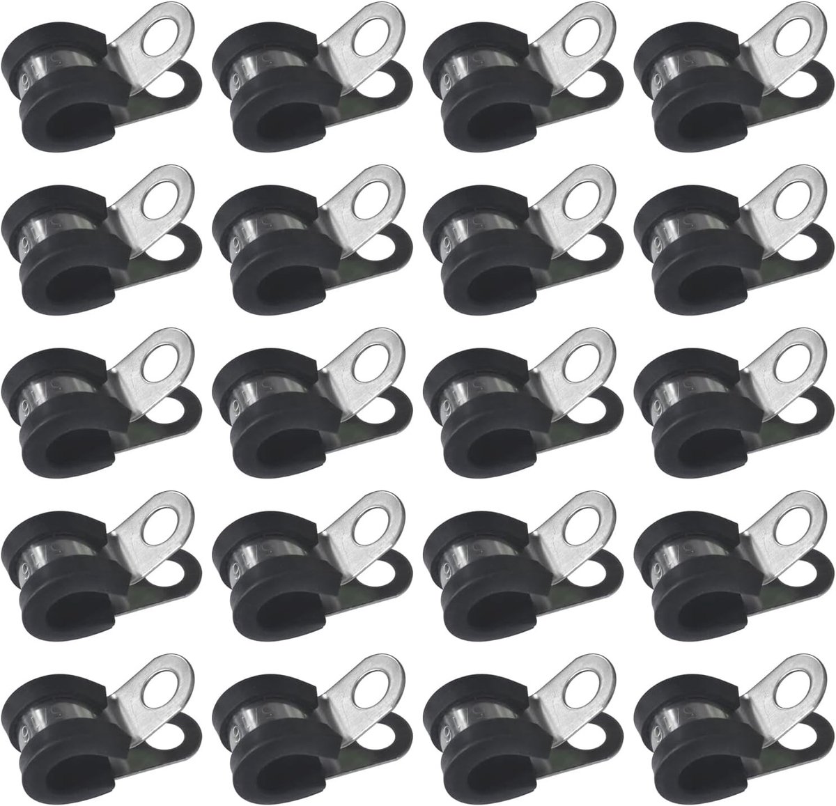 Rubberen P-clips 8 mm RVS Buisbeugels Slangklemmen Set (20 stuks)