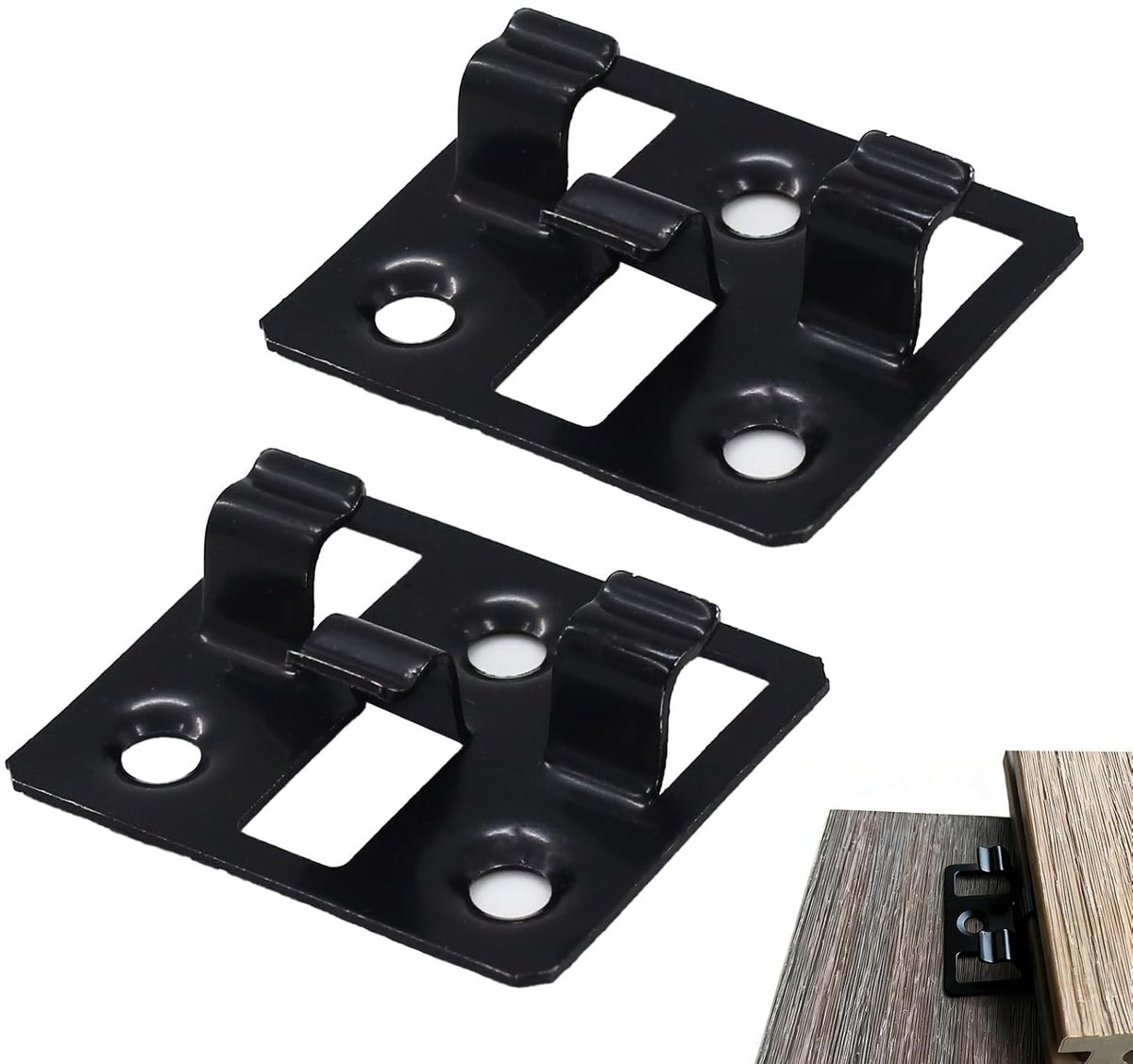 Roestvrijstalen deckclips voor WPC en BPC terrassen, inclusief 100 zwarte schroeven, afstandhouders 5 mm, hoogte 8 mm, ideaal voor een stevige bevestiging