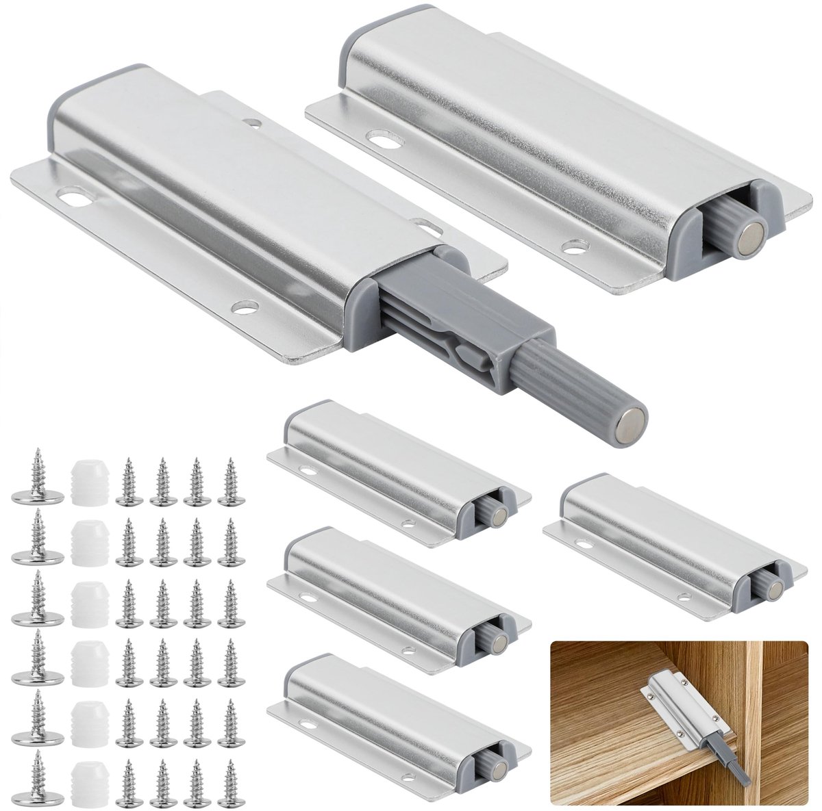 Omgoods - Set van 6 Push Door Openers met Magnetische Tip