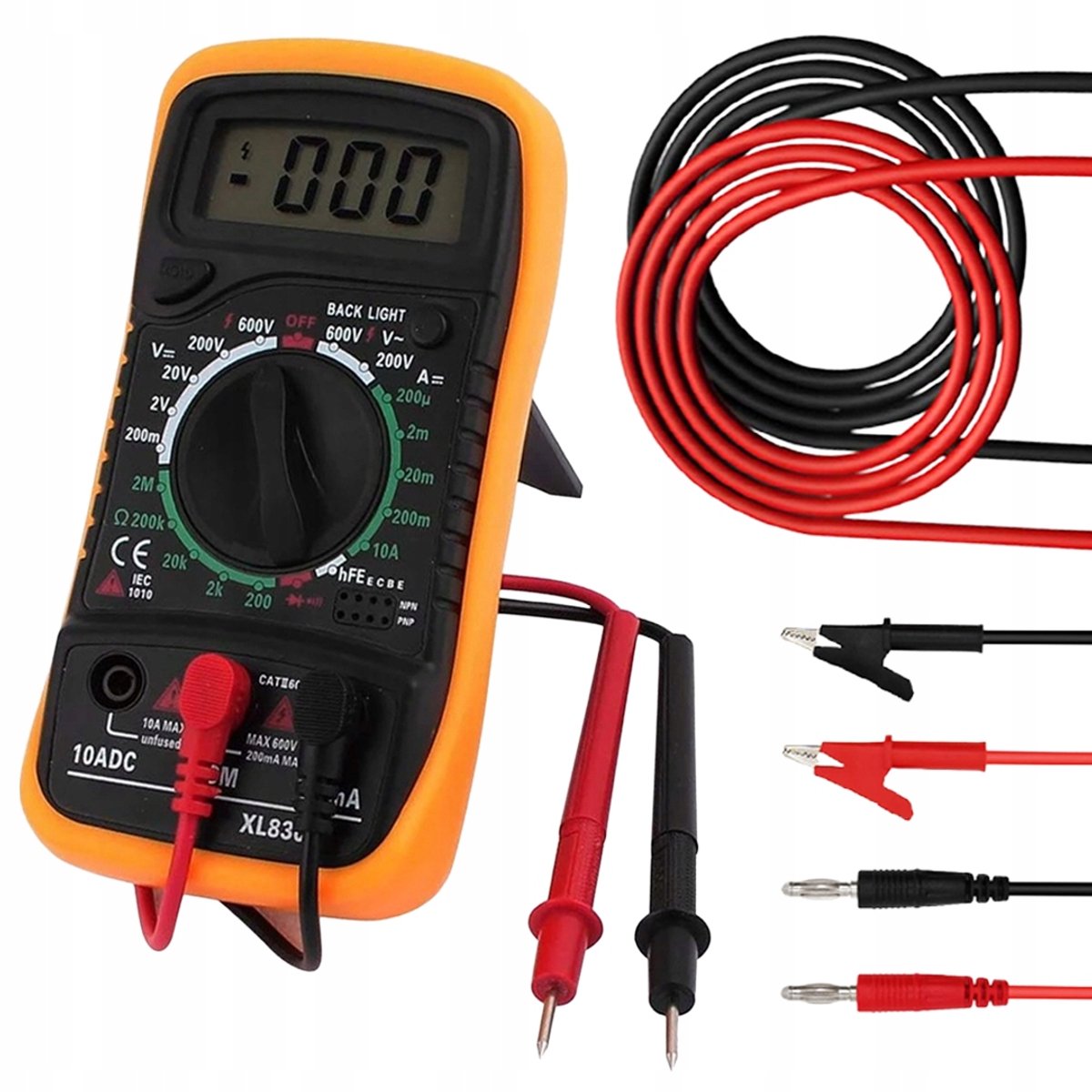 Rosfix Multimeter Set XL830L - Digitaal Multimeter met Krokodilklemmen 100cm - 1000V 15A