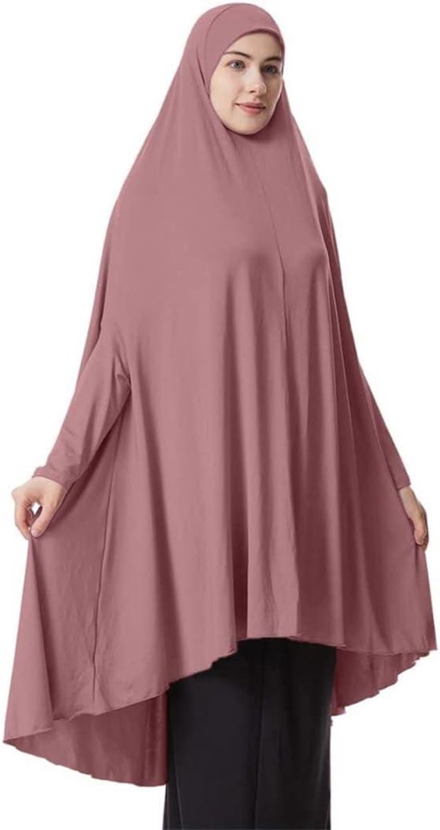 Vrouwen Hijab Abaya - Islamitische Sjaal Jurk - Gebed en Festival - Traditionele Stijl - Groot - Donkerroze