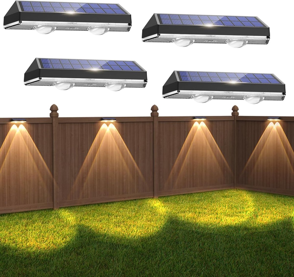 Zonne-energie Tuinverlichting - 4 Stuks Wandlampen met IP65 Waterdichtheid en 3 Verlichtingsmodi voor Buiten, Tuin, Balkon en Schuttingdecoratie