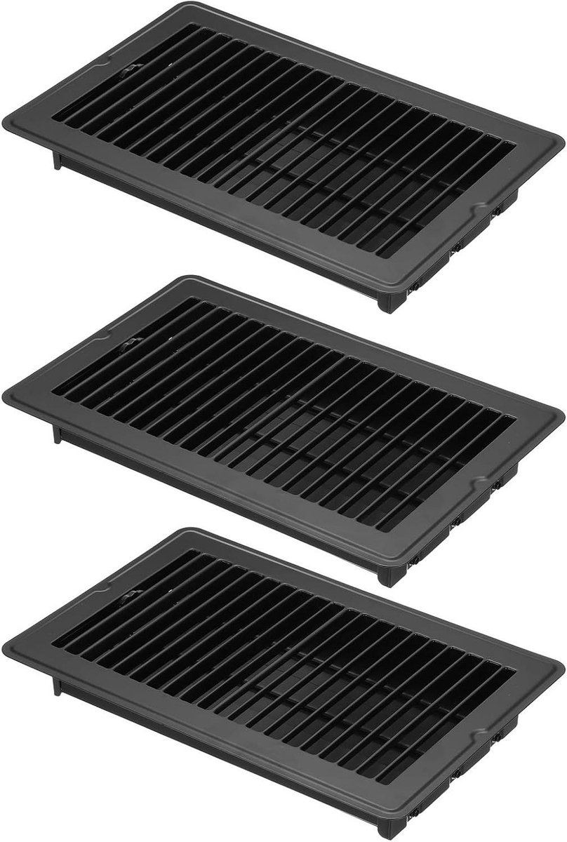 Vloerregister - Ventilatierooster Vloer - Luchtstroom Regelen - Verstelbare Bladen - 25.5 x 15.5 cm - Zwart