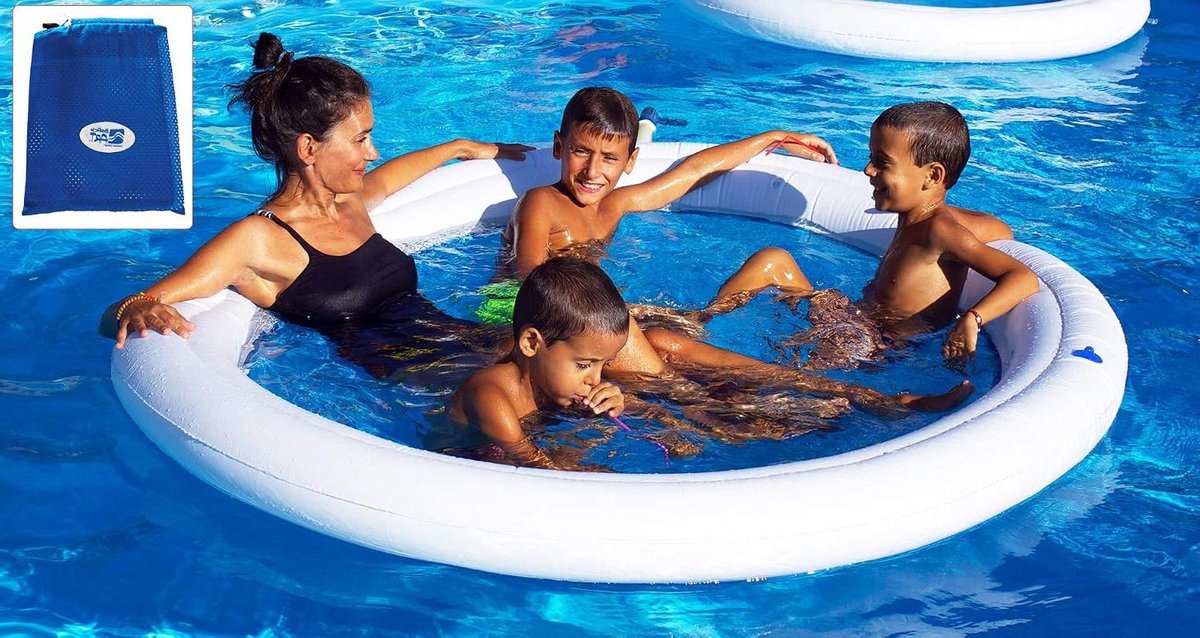 Opblaasbare Hangmat - Waterstoel Net - Ontspannen op water - Met net - 190 cm - Wit Blauw