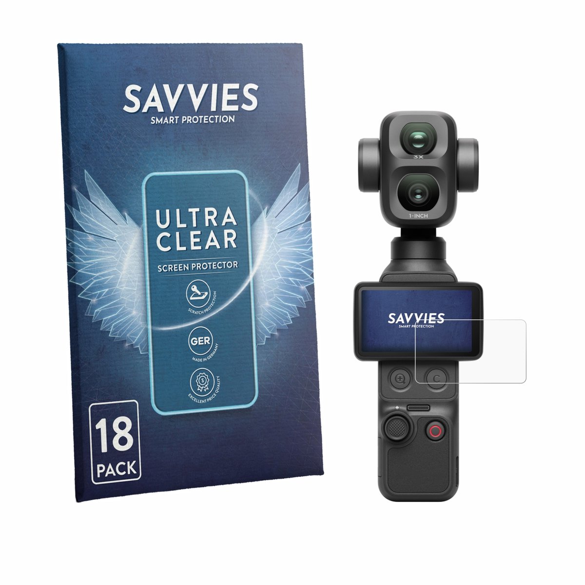 Savvies - Screenprotector voor DJI Osmo Pocket 4P - Folie Beschermfolie transparant 18 Stuks
