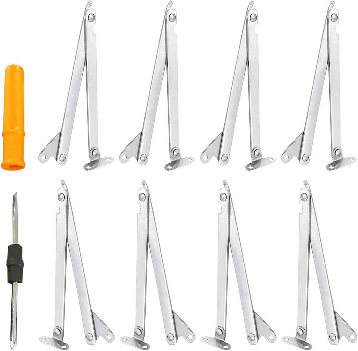 Klephouders Set - Klepsteunen Scharnieren - Kasten Afschermen - Verstelbaar Hoekbereik - 220 mm Lengte - Zilver