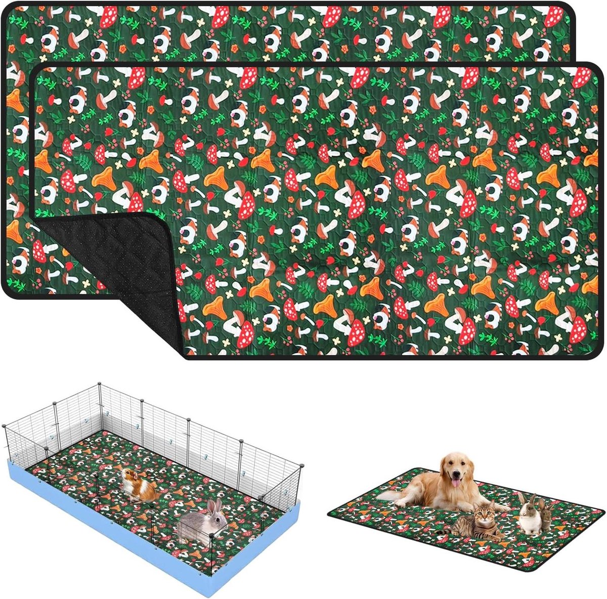 Kleine Huisdier Pads - Hok Matten - Schoon Hok Houden - Waterdichte Bodem - 138 x 69 cm - Groen