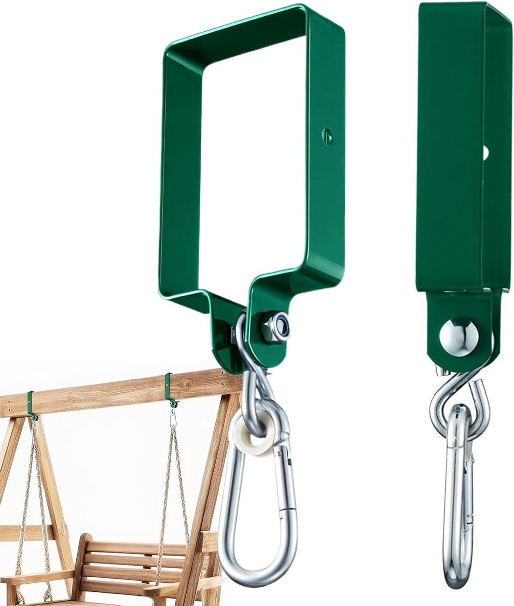 Schommelophanging - Schommelhaken - Buiten Spelen - Gereedschapsvrije Montage - 14.5 x 9.5 cm - Groen
