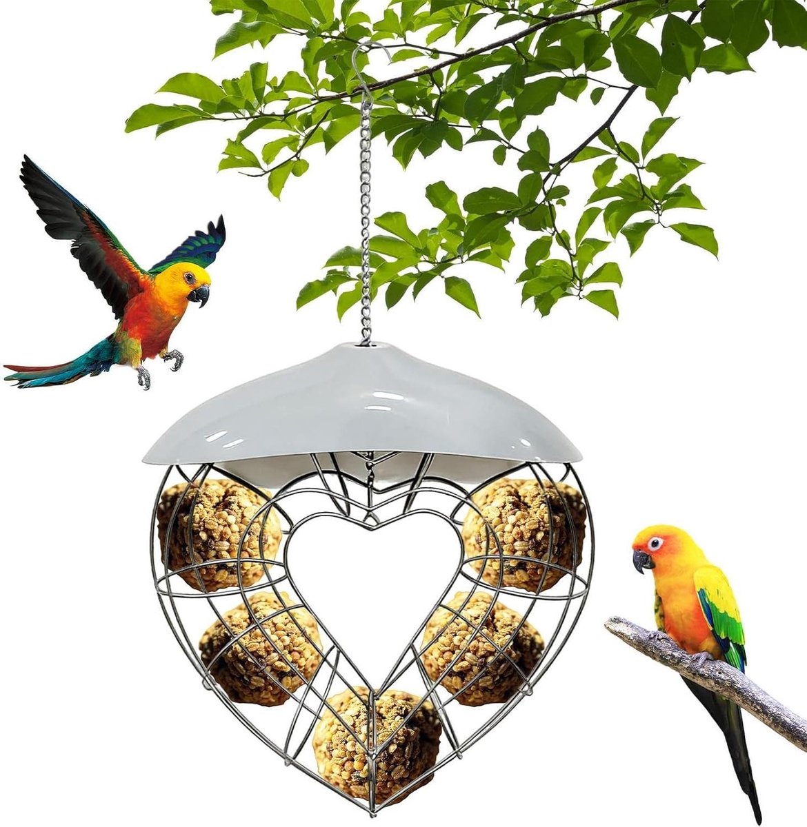 Vogelvoederbak Hart - Voederhuisje Tuin - Vogels Voeren - Handgemaakt Design - 27x24x7 cm - Enkele Attribuut