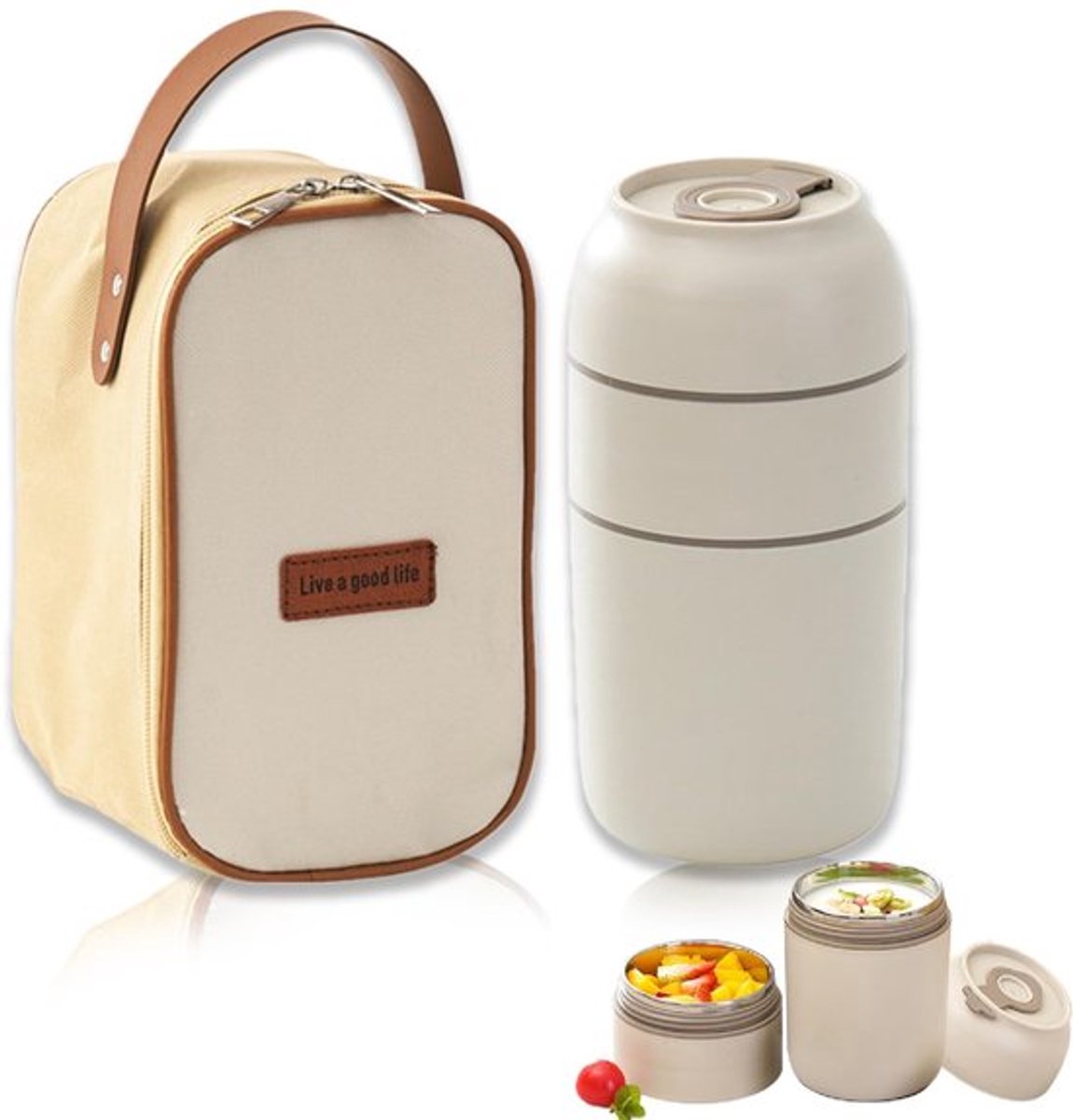 Thermo-lunchbox 650 ml - Dubbelwandig - Lekvrij - Warmhoudcontainer - Roestvrij staal - Geschikt voor school en kantoor - Thermobox