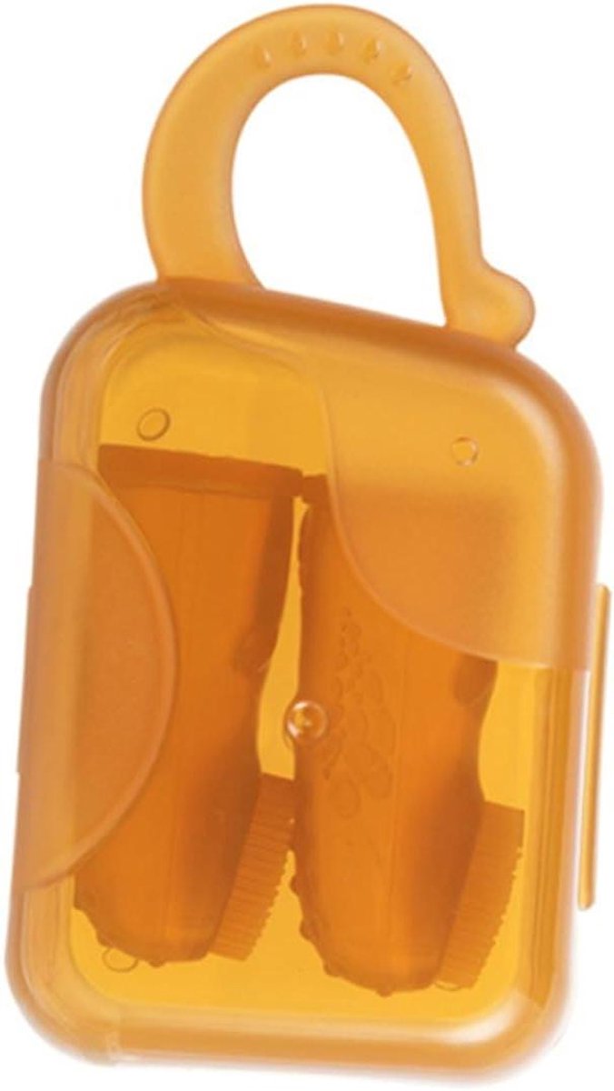 Vinger Tandenborstel - Baby Borstel - Mondverzorging Baby - Dubbelzijdig Massage - 11.5 x 6.3 cm - Oranje