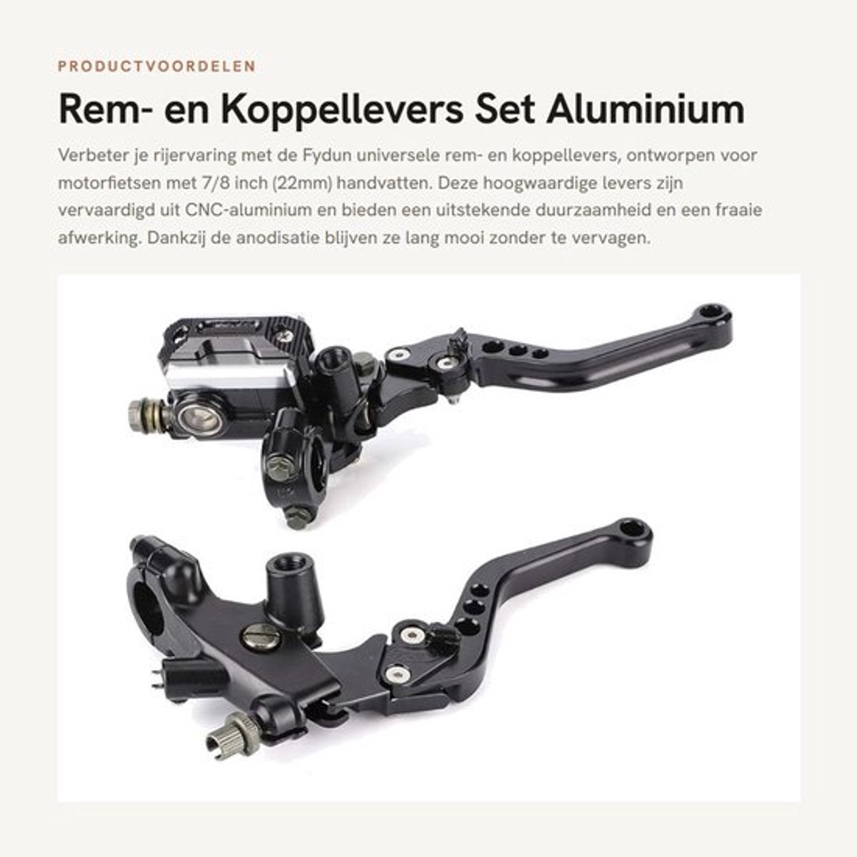 Remhebel Universeel - Aluminium - Set van 2 - Geschikt voor 7/8 inch - Voor Koppeling en Rem - Gewicht 690g - Motorcycle Levers