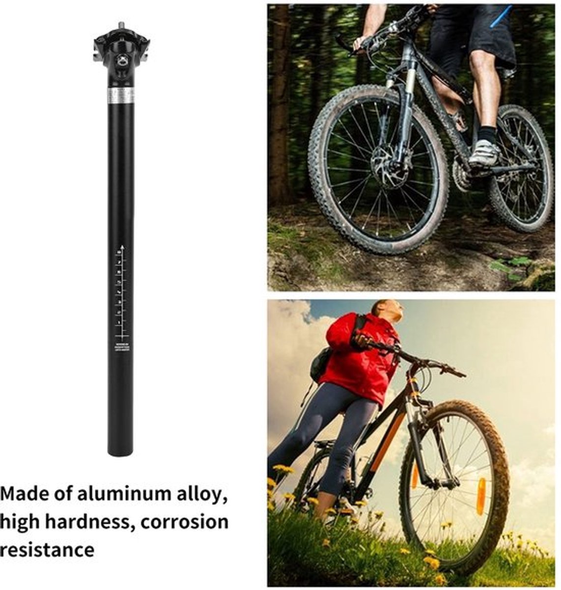 Zadelpen Verstelbaar - Zadelpen 27,2 mm - Aluminium - Fiets - Mountainbike - Buis 400 mm - Fietszadelpen