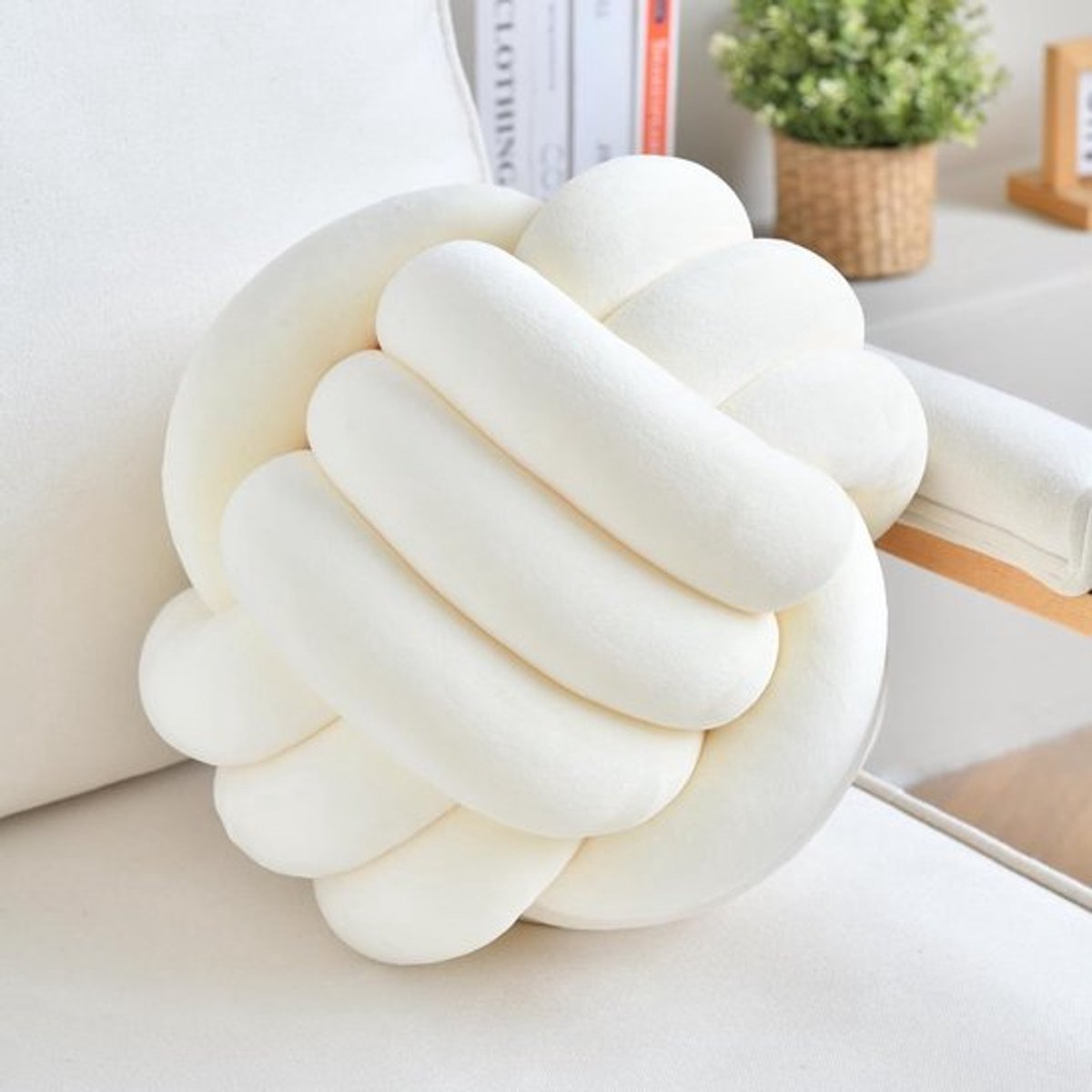 Knoopkussen Rond - Decoratief Kussen - Fluwelen Kussen - 28 cm - Kindveilige Materialen - Handgemaakt en Wasbaar - Sierkussen