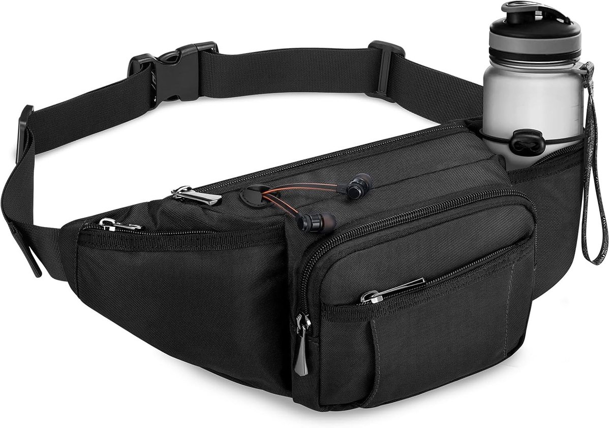 Heuptas - Zwart - 39,4 x 17,8 x 14 cm - Waterdichte Heuptas met Verstelbare Riem - Voor Heren en Dames