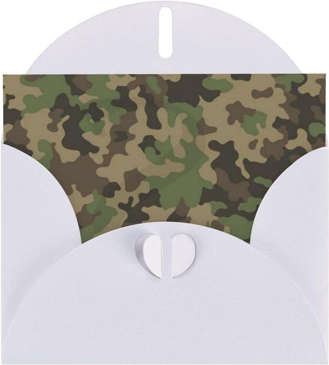 Wenskaart Camo - Geprinte Kaart Blanco - Geleentheden Vieren - Parelmoer Papier Effect - 15 x 10 cm - Groen