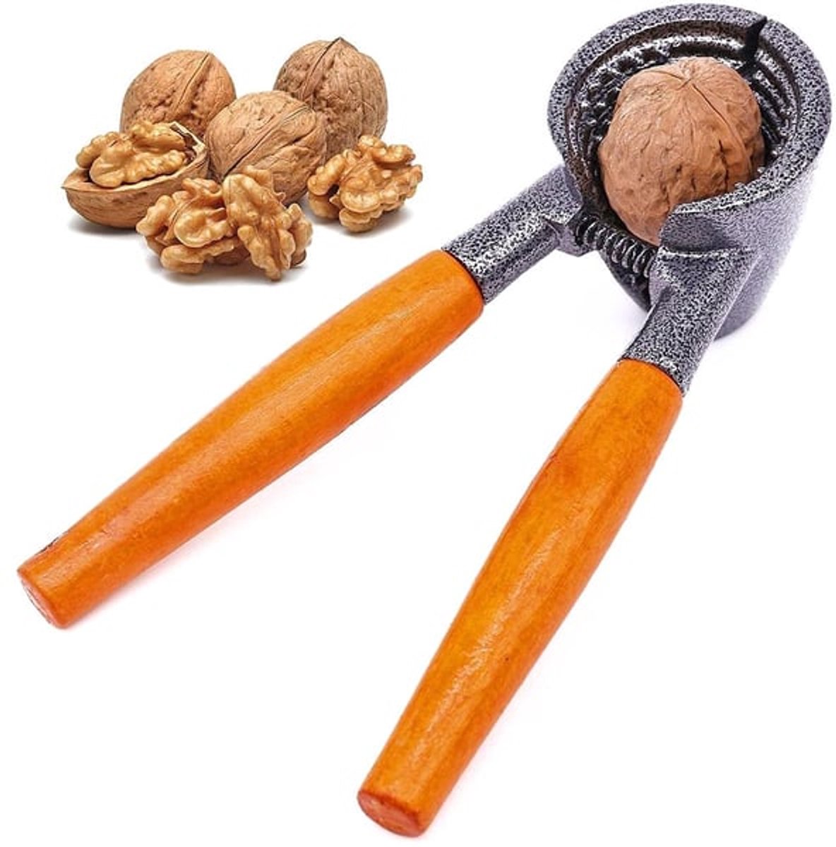 2-in-1 notenkraker/flesopener - Kraak gemakkelijk noten en open flessen, Geschikt voor oranje houten handvat.