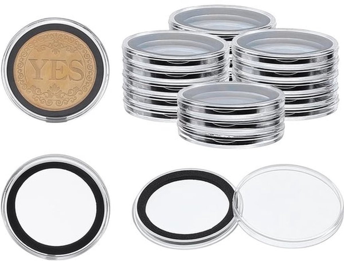 Muntcapsules 20 Stuks - Zwarte Ring Munthouders - Muntopslag - Geschikt voor 1 oz Zilveren Dollars - Geen Rammelaar - Veilig Bewaren