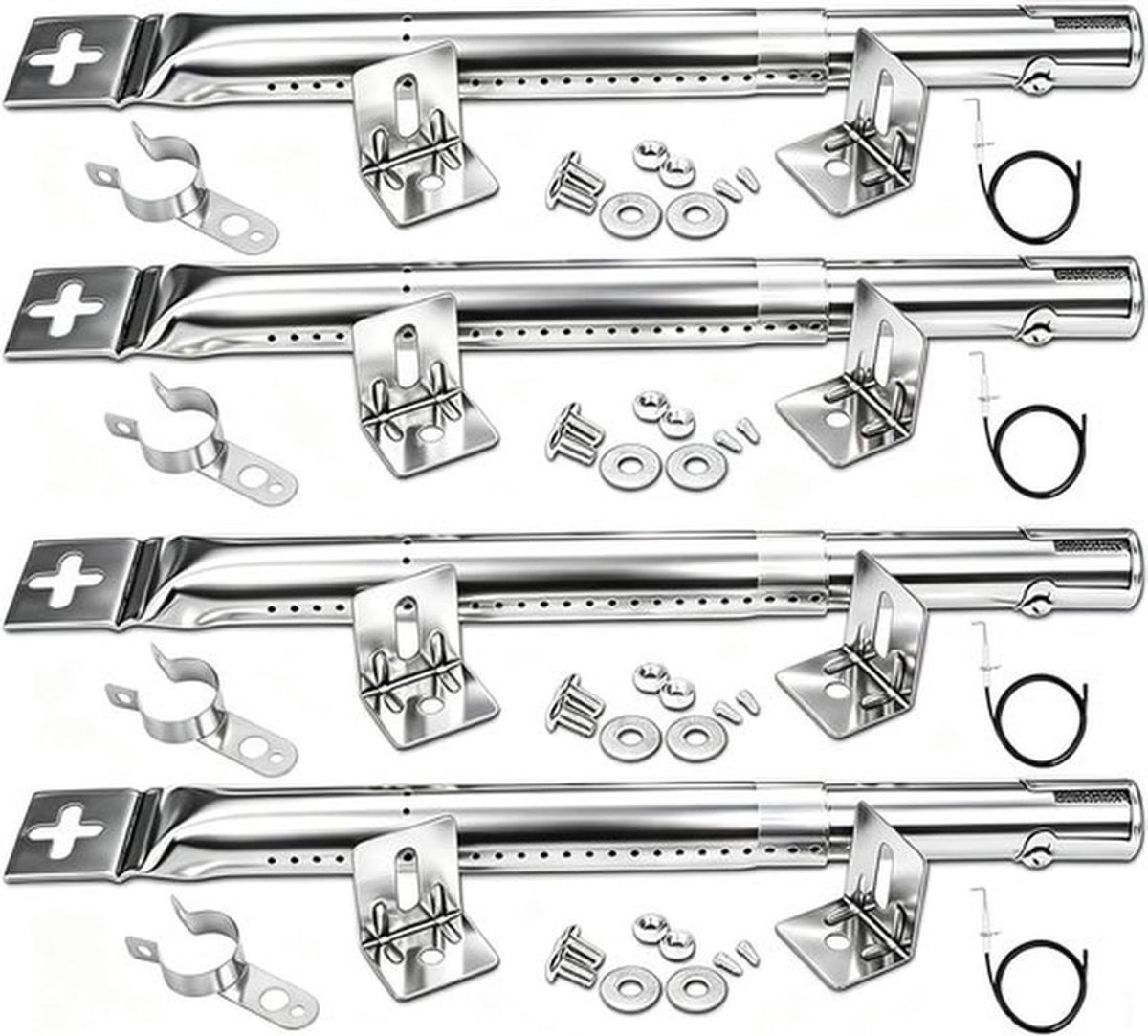 SnelShoppen - Universele GFTIME Branders voor Barbecue 31-45cm, Rvs Warmteschild Vervangingsonderdelen, 4 Stuks, Geschikt voor Camping en Tuin